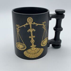 Libra Zodiac Mug by John Cuffley – Portmeirion Pottery England – Black & Gold
